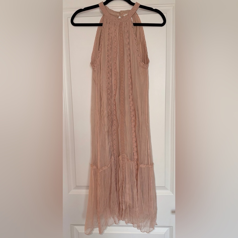 Sundance Sleeveless Lace Midi Dress in Blush Women’s Size Petite Medium - Picture 2 of 10